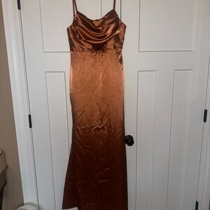 Elegant Copper Satin Dress